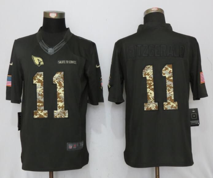 2017 Men Arizona Cardinals #11 Fitzgerald Anthracite Salute To Service Green New Nike Limited NFL Jersey->->NFL Jersey